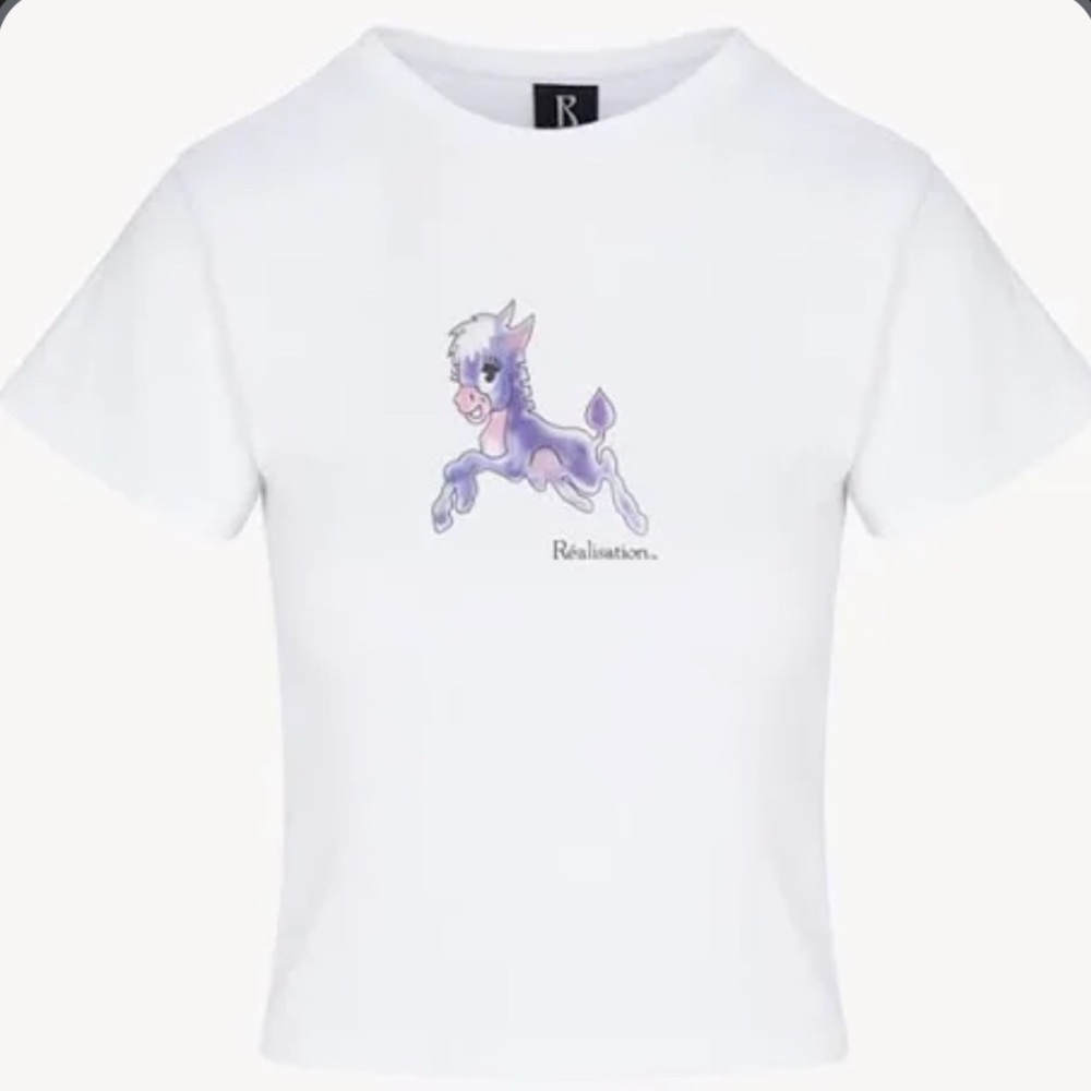Realisation Par White Tee with Lavender Pony Graphic